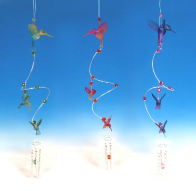 HBT3960 Acrylic Hummingbird Chime 3 asst
